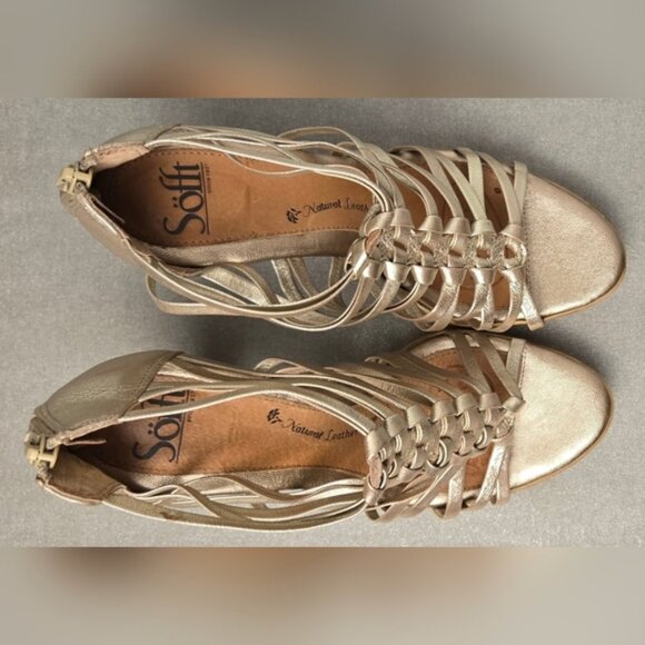 Sottf Strappy Metallic Gold  Gladiator Stappy Heels - Picture 7 of 15